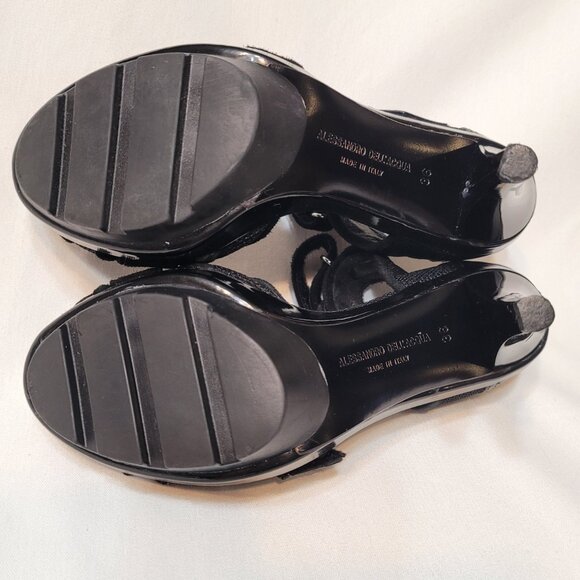 ALESSANDRA DELL'ACQUA Shoes Women's Black Stilettos Platform Heels Italy Sz 5.5 - Picture 13 of 14